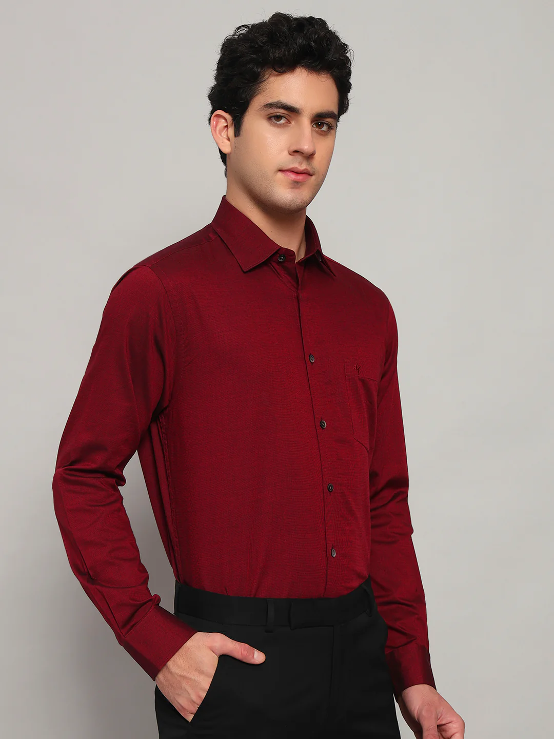 Formal Shirt for Men l Breathable & Soft with Color Fastness Regular Fit Spread Collar Neck Cotton Blend Fabric Solid Pattern - Image 6