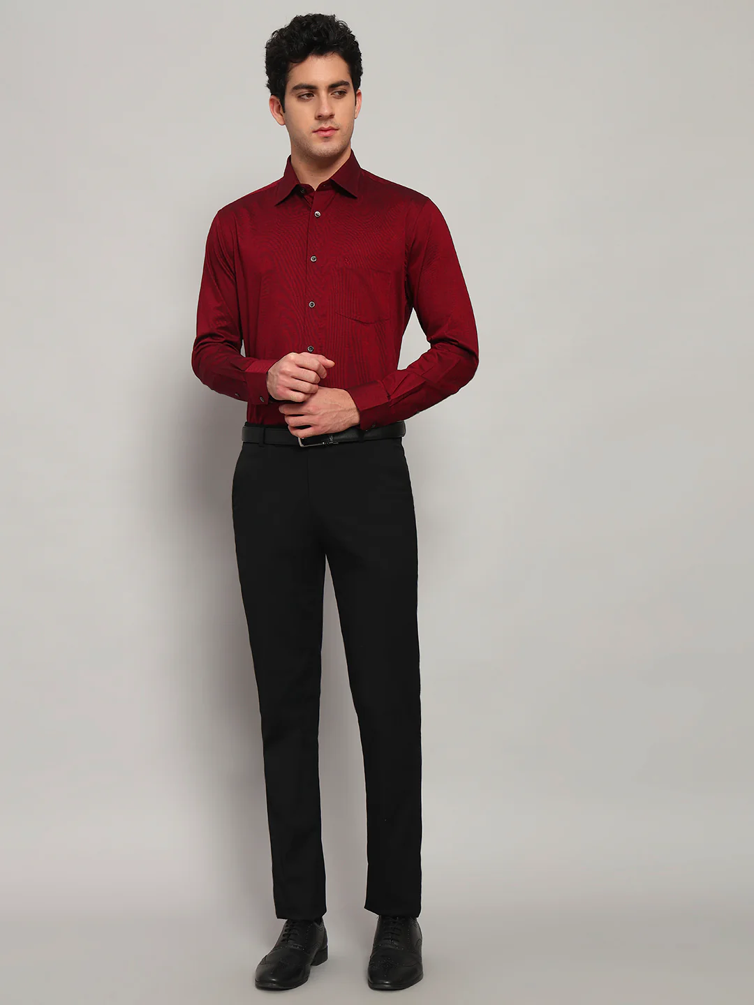 Formal Shirt for Men l Breathable & Soft with Color Fastness Regular Fit Spread Collar Neck Cotton Blend Fabric Solid Pattern - Image 7