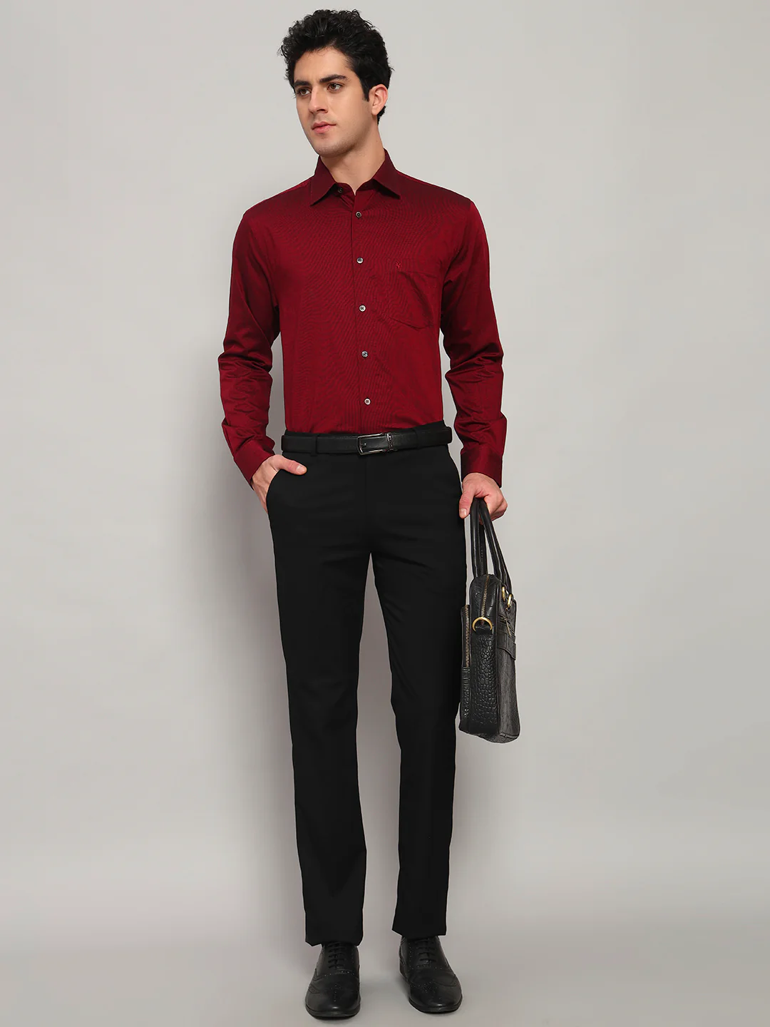 Formal Shirt for Men l Breathable & Soft with Color Fastness Regular Fit Spread Collar Neck Cotton Blend Fabric Solid Pattern - Image 8