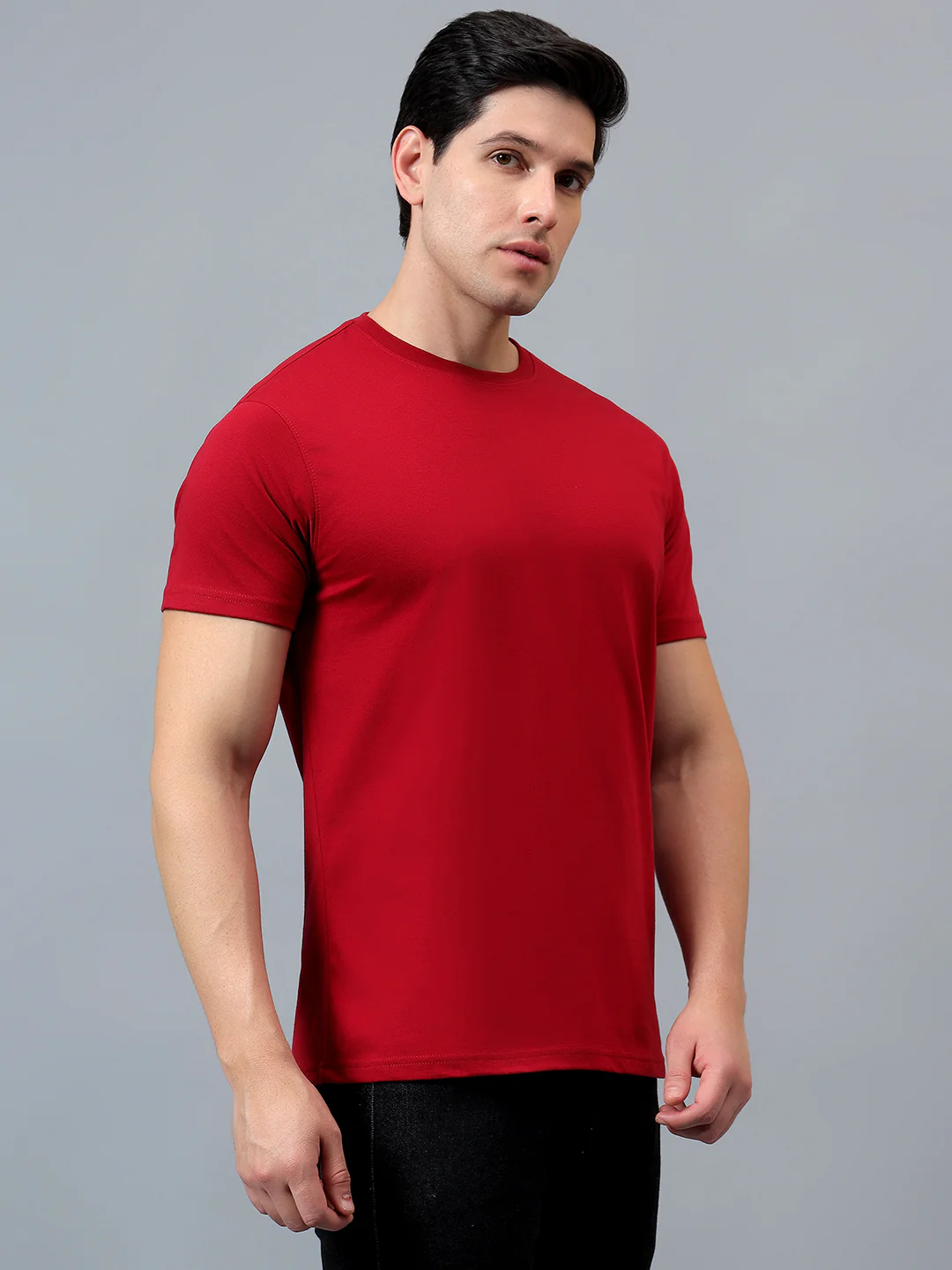 T-Shirt for Men | Breathable & Soft with Color Fastness Regular Fit Round Neck Poly Cotton Fabric Solid Pattern - Image 4