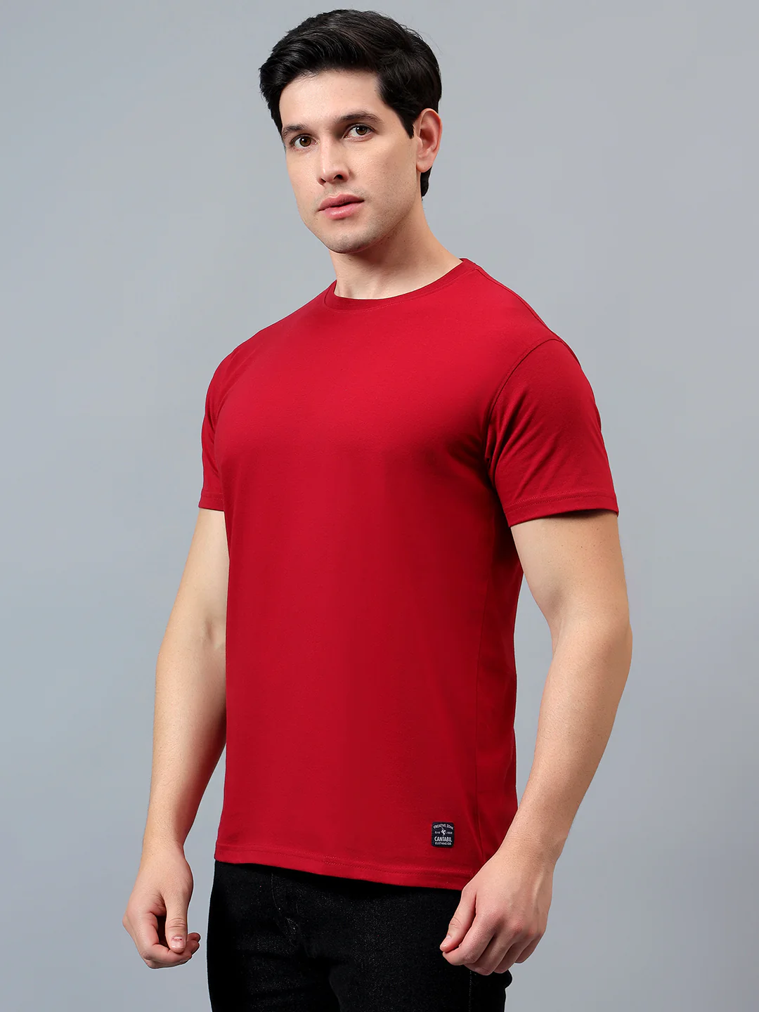 T-Shirt for Men | Breathable & Soft with Color Fastness Regular Fit Round Neck Poly Cotton Fabric Solid Pattern - Image 5