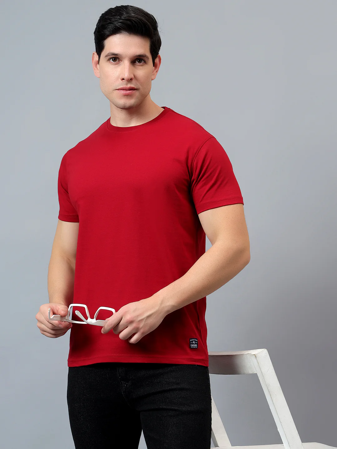T-Shirt for Men | Breathable & Soft with Color Fastness Regular Fit Round Neck Poly Cotton Fabric Solid Pattern - Image 6