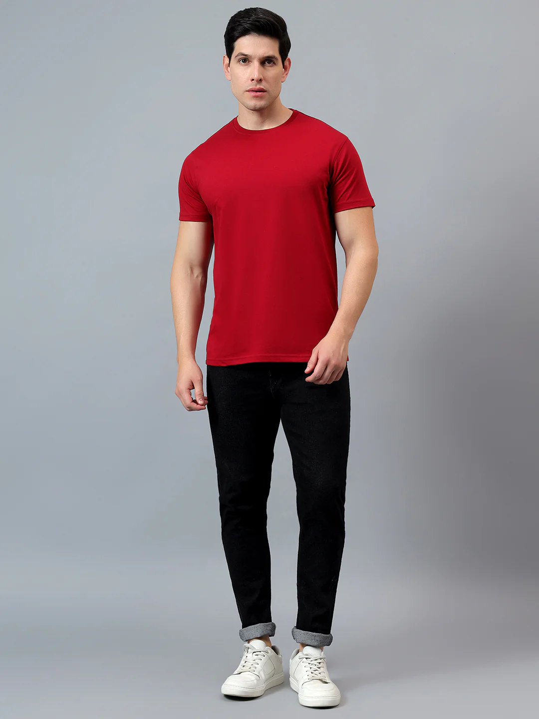 T-Shirt for Men | Breathable & Soft with Color Fastness Regular Fit Round Neck Poly Cotton Fabric Solid Pattern - Image 7