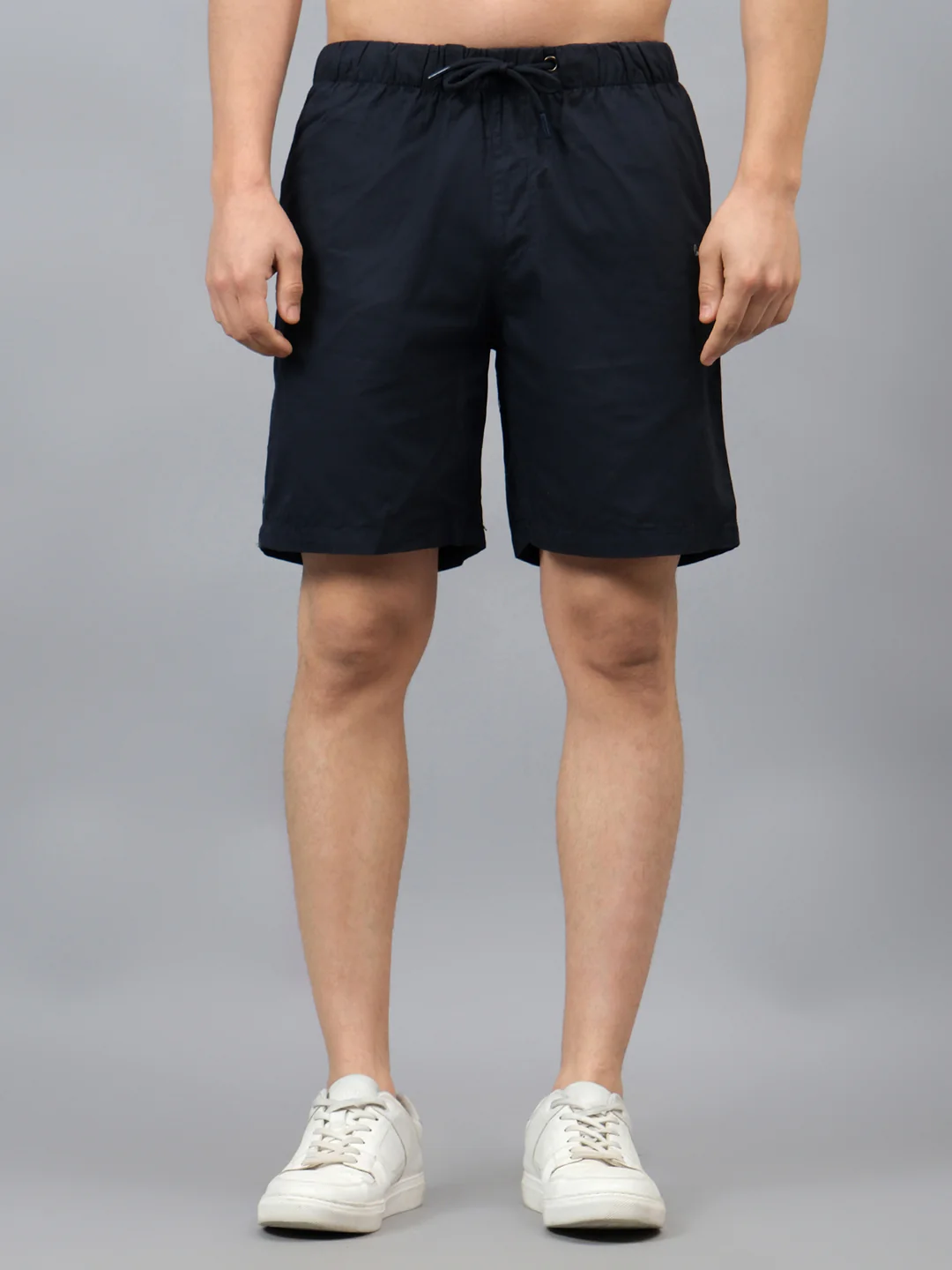 Men's Solid Navy Blue Casual Bermuda - Image 2