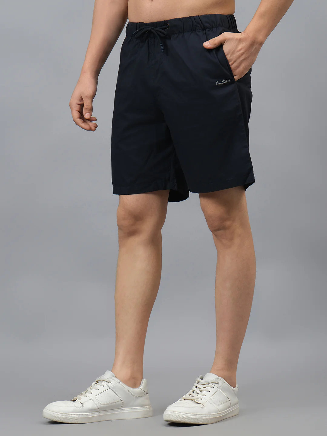 Men's Solid Navy Blue Casual Bermuda - Image 3