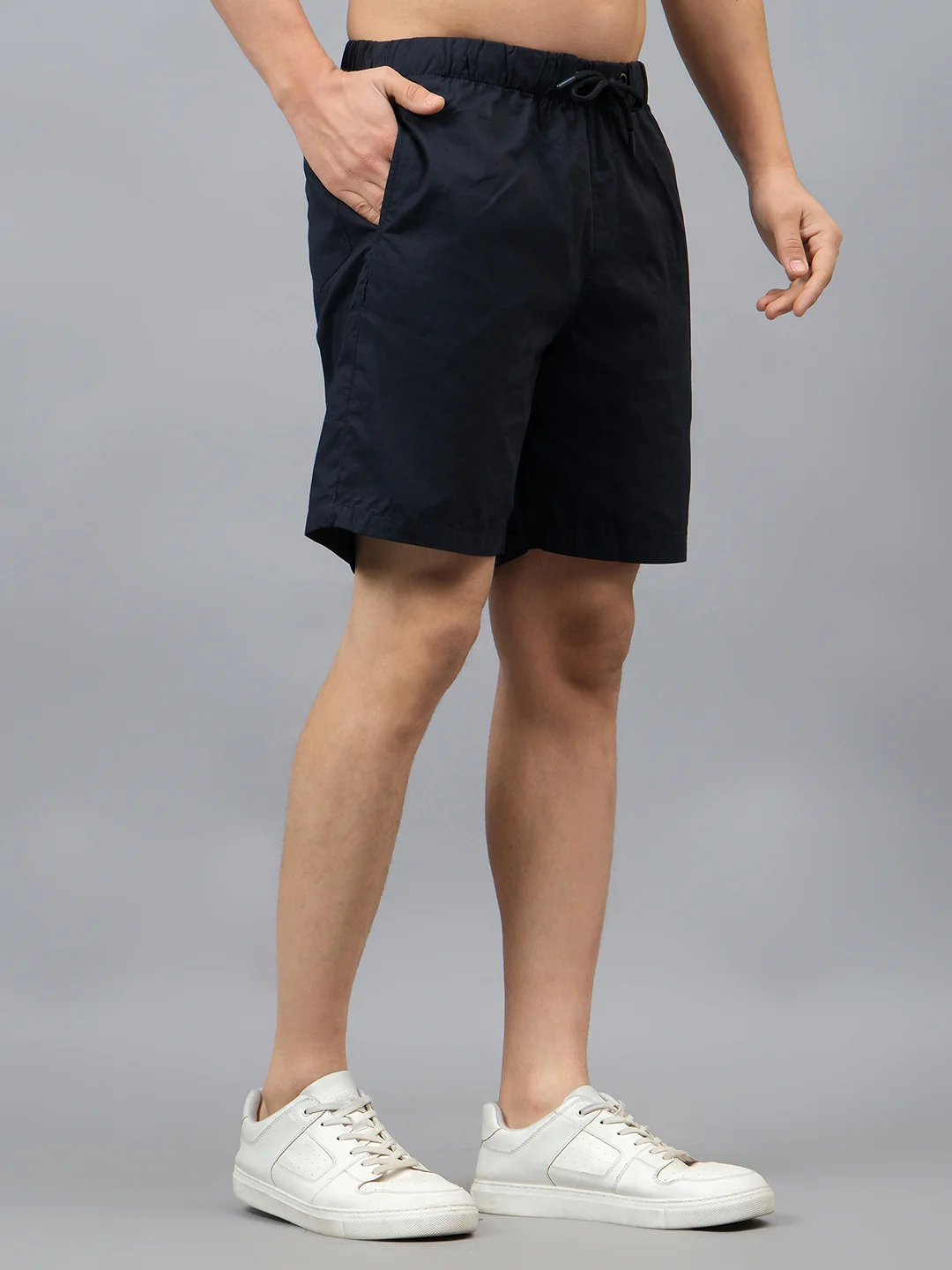 Men's Solid Navy Blue Casual Bermuda - Image 4