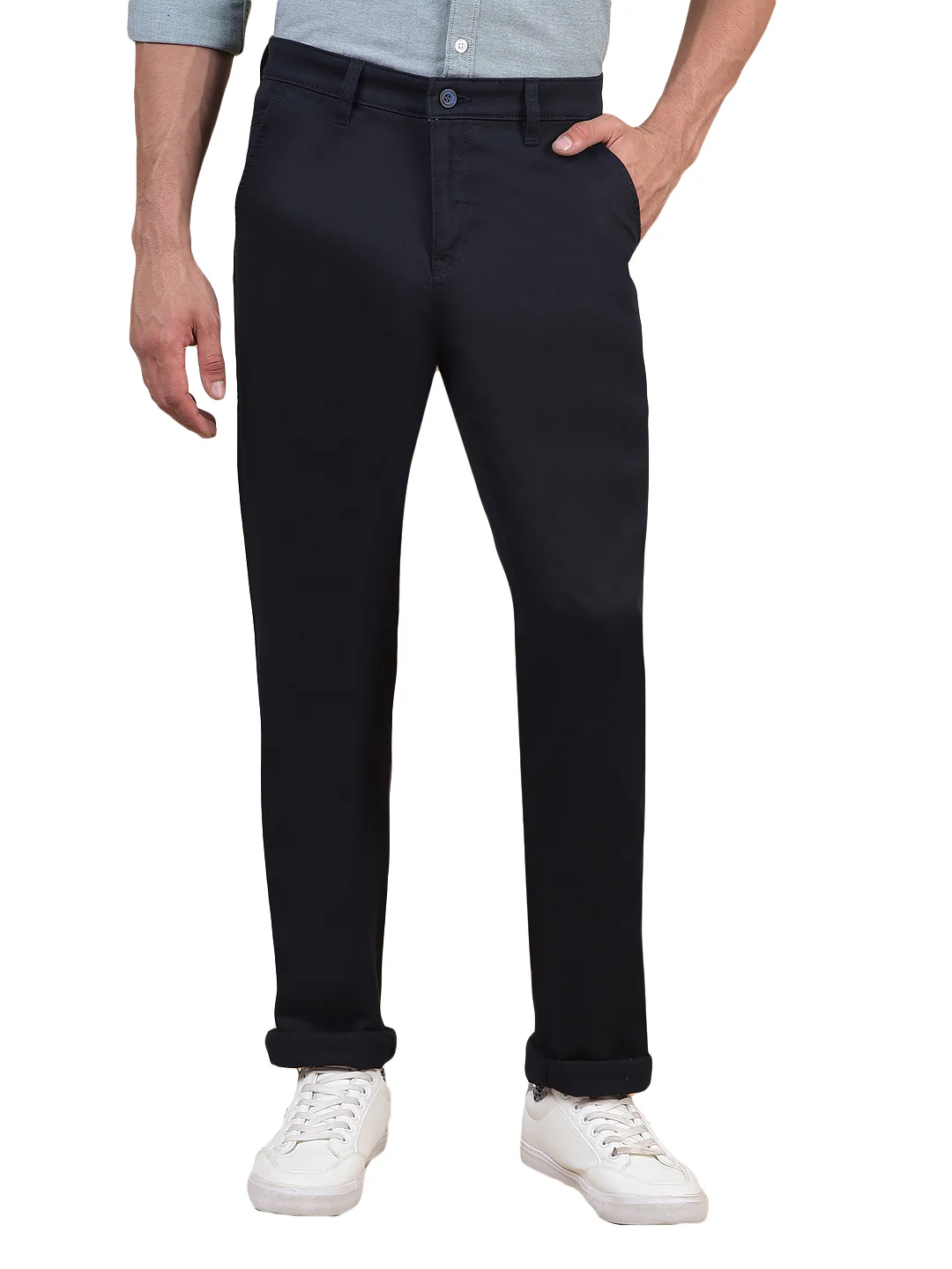 Casual Trouser for Men | Breathable & Soft with Color Fastness Regular Fit Cotton Blend Fabric Solid Pattern Button Closure - Image 2
