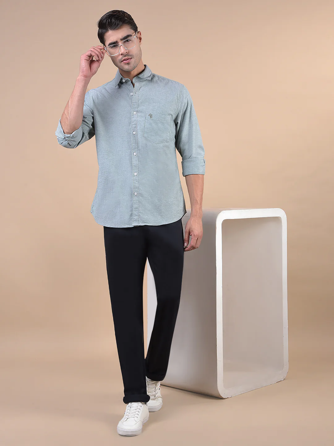 Casual Trouser for Men | Breathable & Soft with Color Fastness Regular Fit Cotton Blend Fabric Solid Pattern Button Closure - Image 3