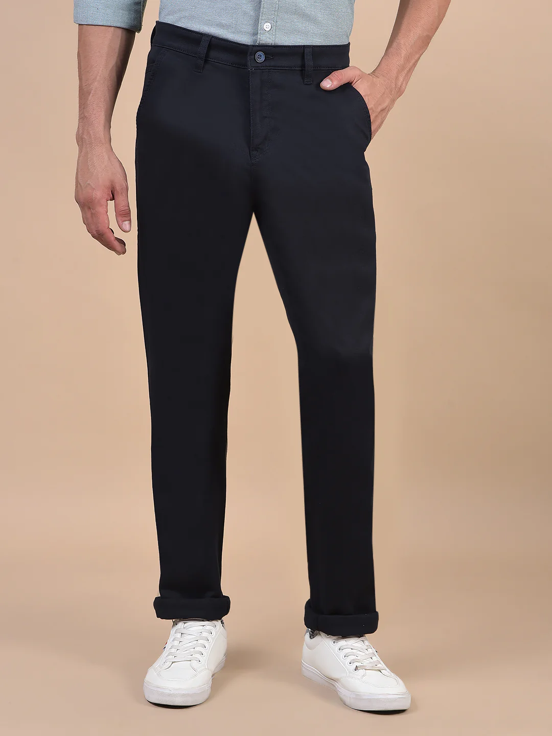 Casual Trouser for Men | Breathable & Soft with Color Fastness Regular Fit Cotton Blend Fabric Solid Pattern Button Closure - Image 4