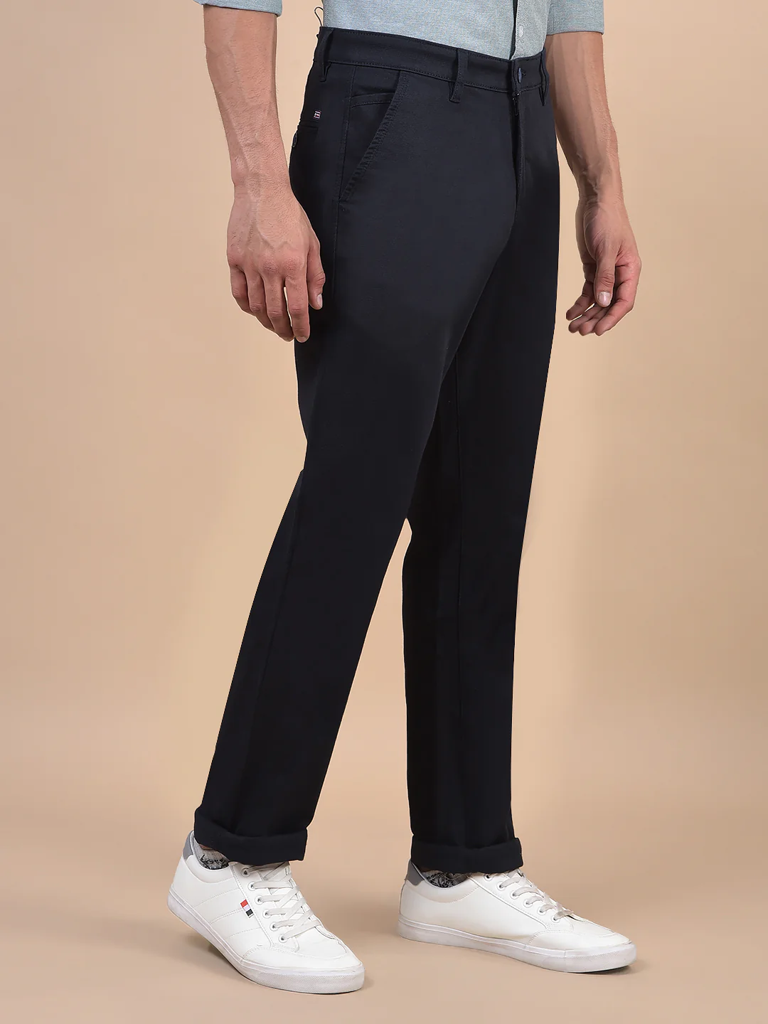 Casual Trouser for Men | Breathable & Soft with Color Fastness Regular Fit Cotton Blend Fabric Solid Pattern Button Closure - Image 5