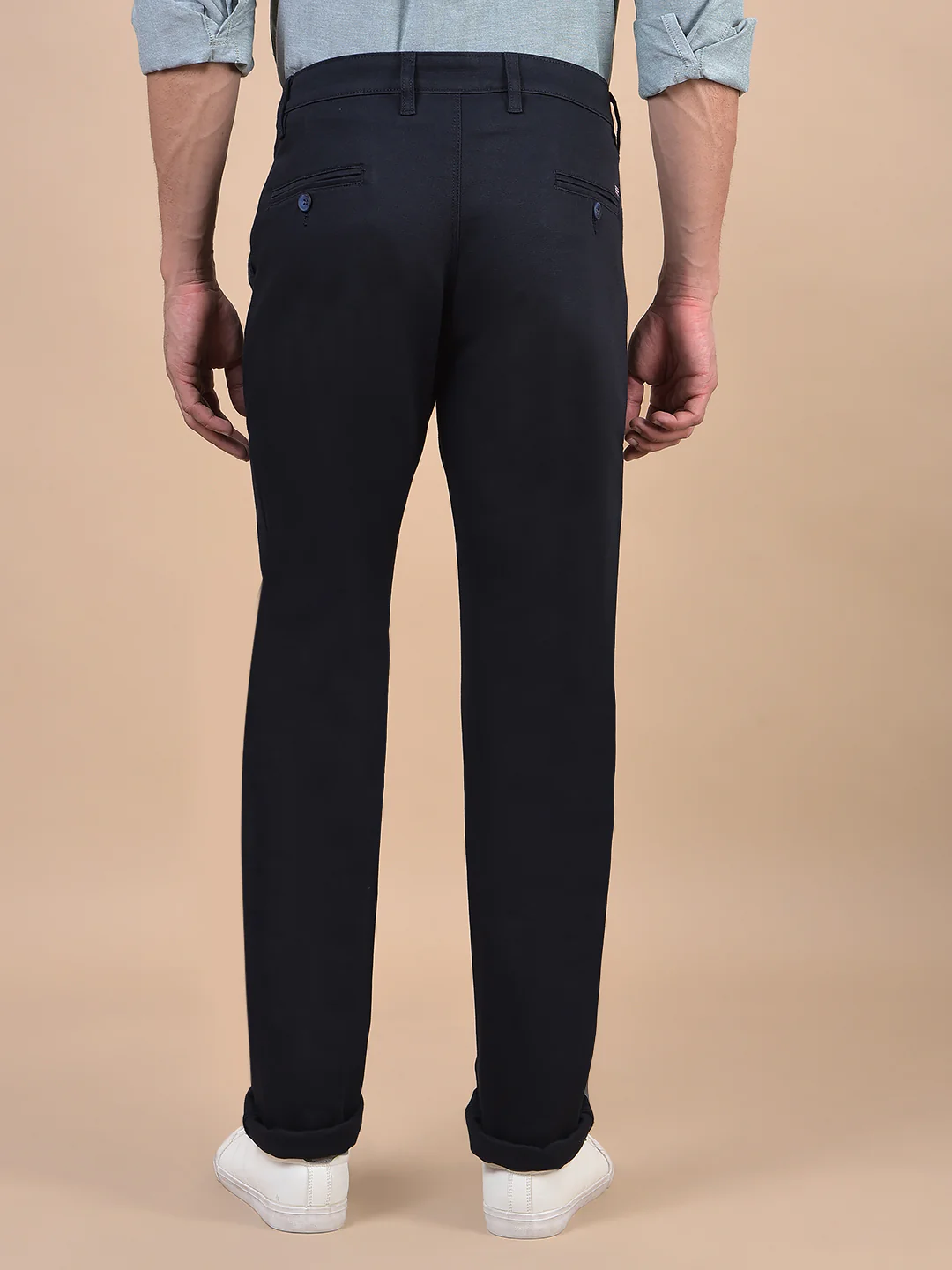 Casual Trouser for Men | Breathable & Soft with Color Fastness Regular Fit Cotton Blend Fabric Solid Pattern Button Closure - Image 8
