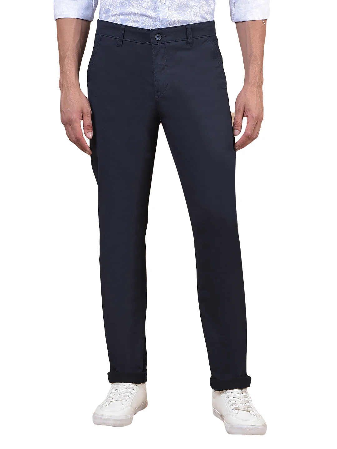 Casual Trouser for Men | Breathable & Soft with Color Fastness Regular Fit Cotton Blend Fabric Solid Pattern Button Closure - Image 2