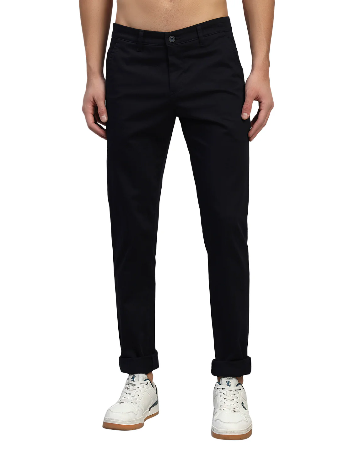 Casual Trouser for Men | Breathable & Soft with Color Fastness Regular Fit Cotton Blend Fabric Solid Pattern Button Closure - Image 2