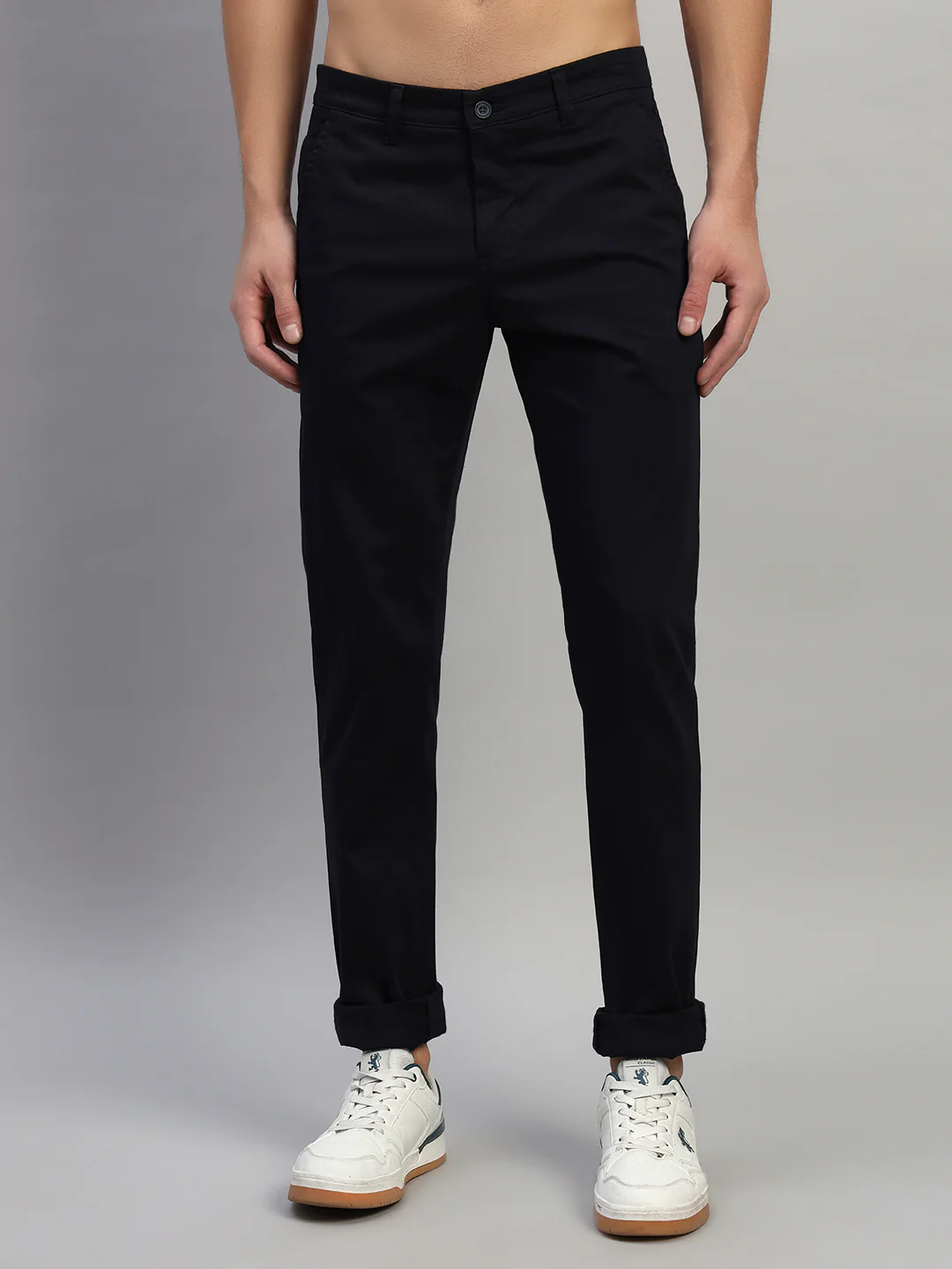 Casual Trouser for Men | Breathable & Soft with Color Fastness Regular Fit Cotton Blend Fabric Solid Pattern Button Closure - Image 3