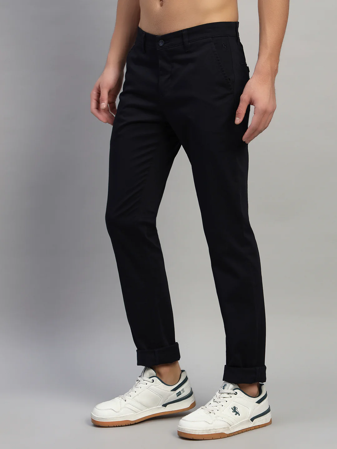 Casual Trouser for Men | Breathable & Soft with Color Fastness Regular Fit Cotton Blend Fabric Solid Pattern Button Closure - Image 5