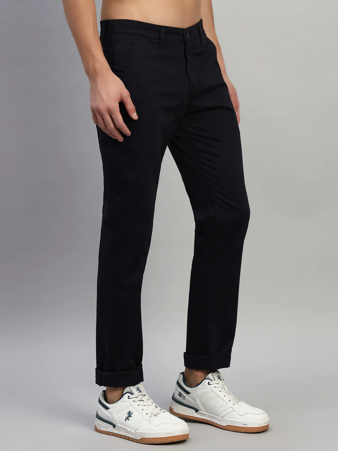 Casual Trouser for Men | Breathable & Soft with Color Fastness Regular Fit Cotton Blend Fabric Solid Pattern Button Closure - Image 6