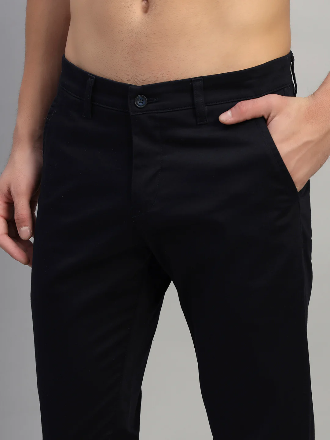 Casual Trouser for Men | Breathable & Soft with Color Fastness Regular Fit Cotton Blend Fabric Solid Pattern Button Closure - Image 7