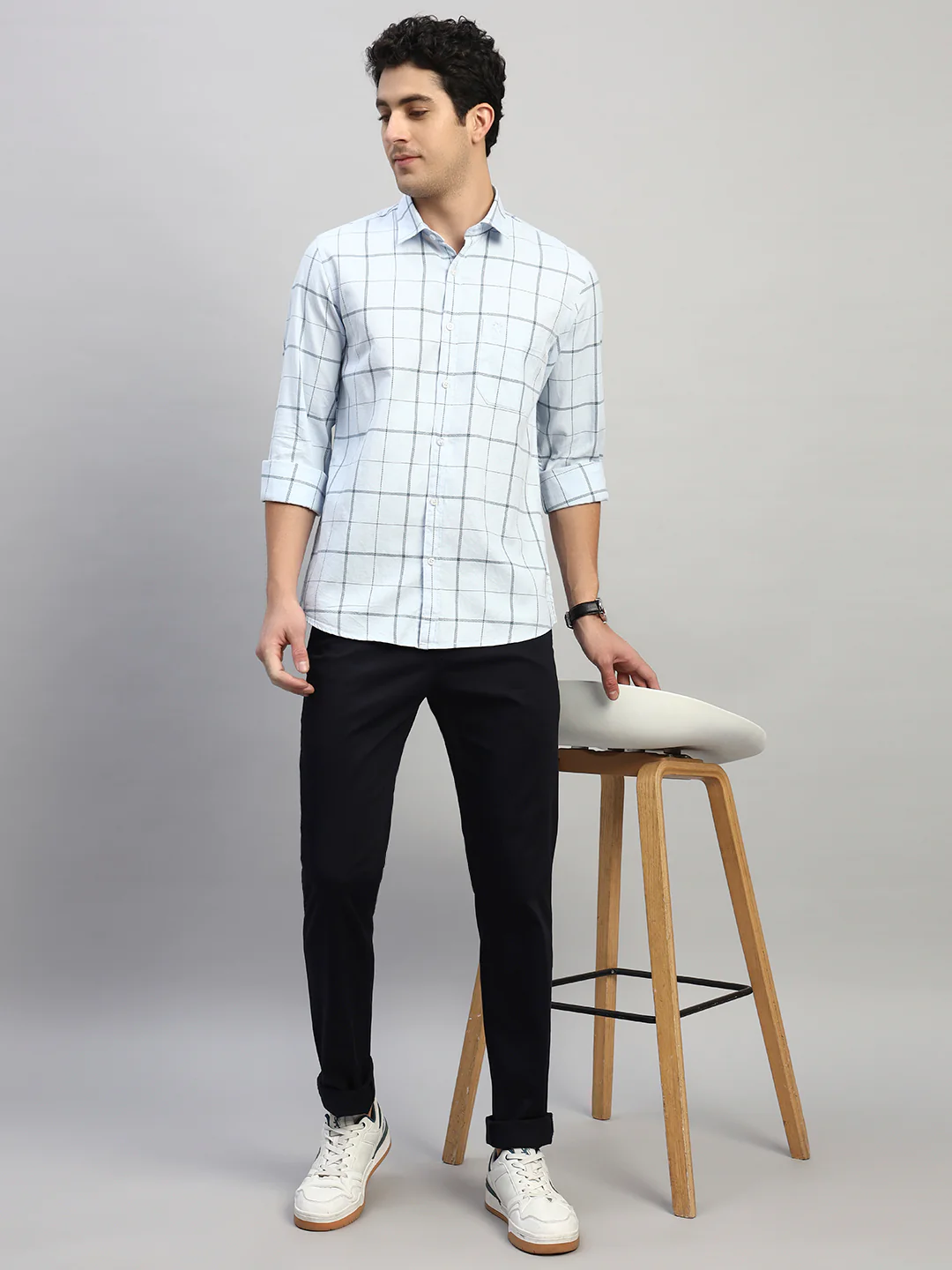 Casual Trouser for Men | Breathable & Soft with Color Fastness Regular Fit Cotton Blend Fabric Solid Pattern Button Closure - Image 8