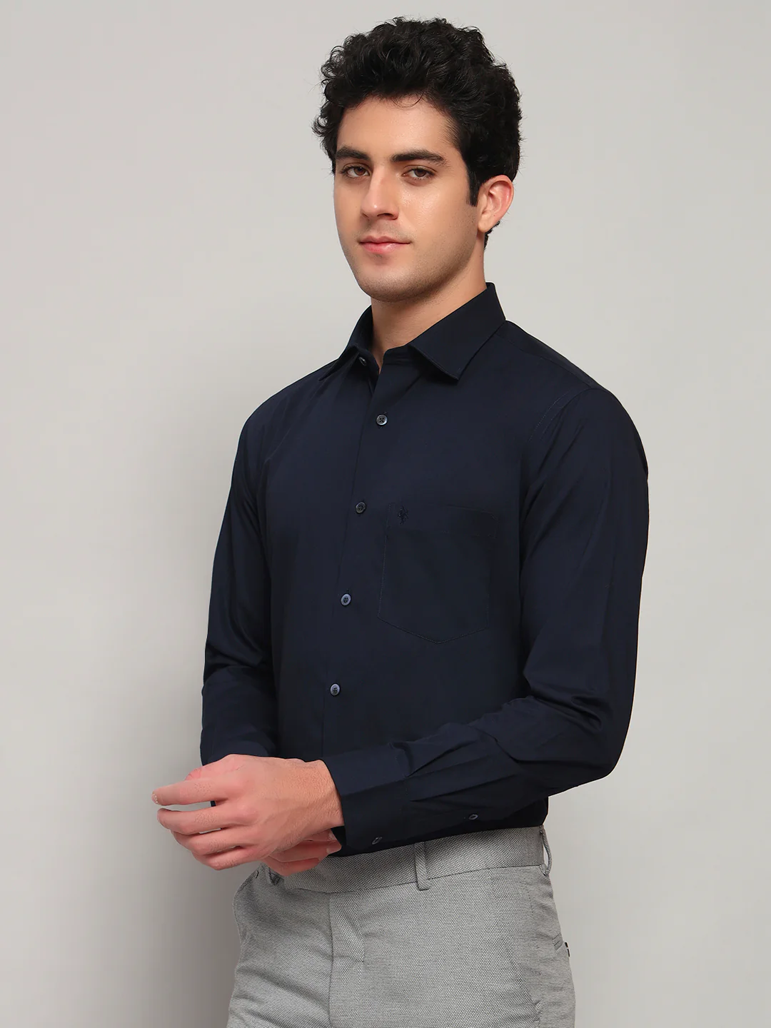 Formal Shirt for Men l Breathable & Soft with Color Fastness Regular Fit Spread Collar Neck Cotton Fabric Solid Pattern - Image 2