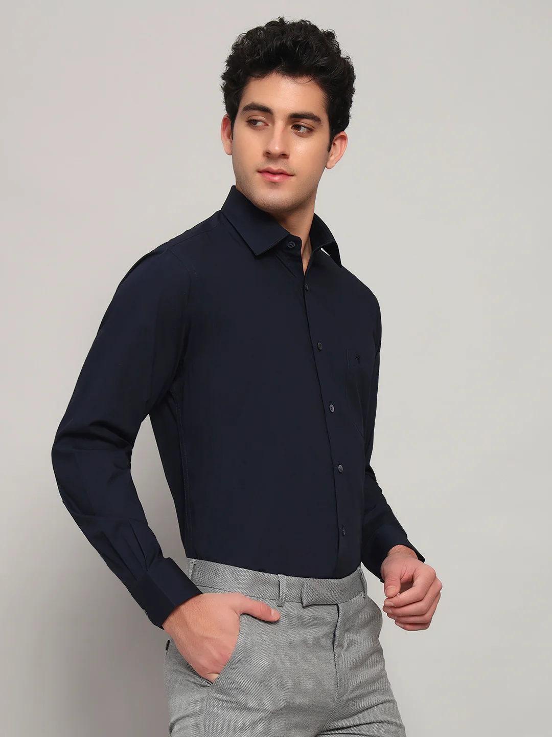 Formal Shirt for Men l Breathable & Soft with Color Fastness Regular Fit Spread Collar Neck Cotton Fabric Solid Pattern - Image 3