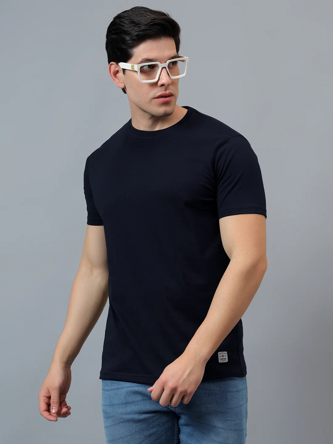 T-Shirt for Men | Breathable & Soft with Color Fastness Regular Fit Round Neck Poly Cotton Fabric Solid Pattern - Image 2