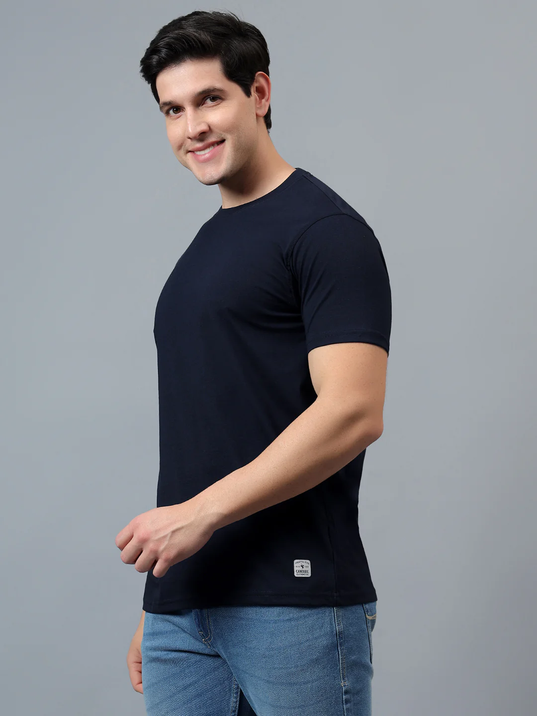 T-Shirt for Men | Breathable & Soft with Color Fastness Regular Fit Round Neck Poly Cotton Fabric Solid Pattern - Image 3