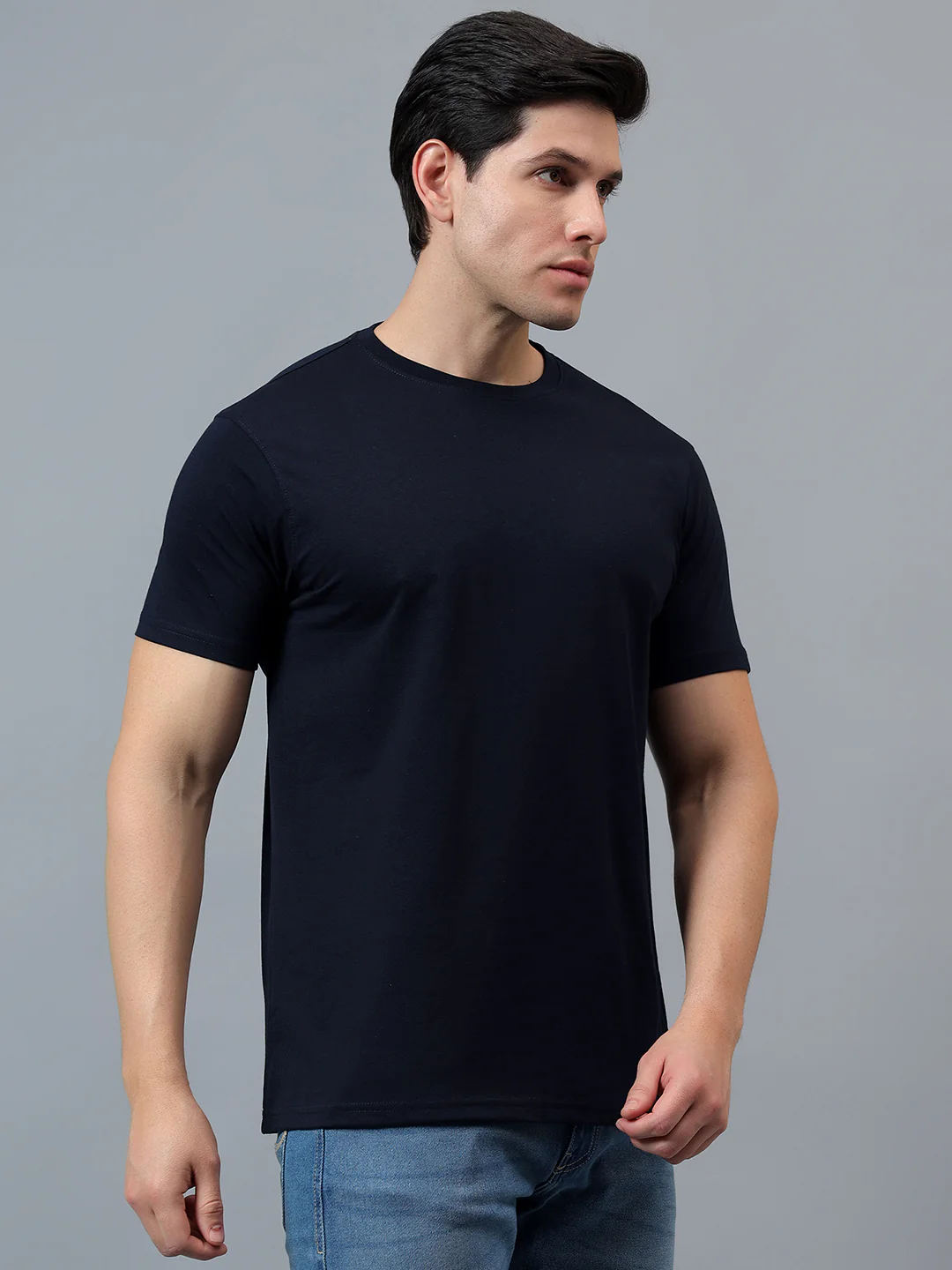 T-Shirt for Men | Breathable & Soft with Color Fastness Regular Fit Round Neck Poly Cotton Fabric Solid Pattern - Image 4