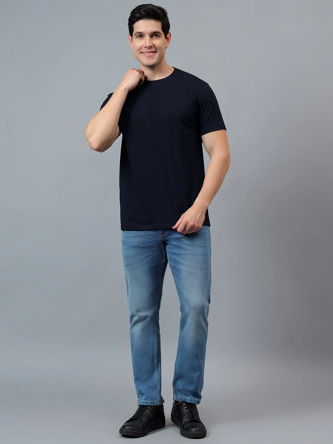 T-Shirt for Men | Breathable & Soft with Color Fastness Regular Fit Round Neck Poly Cotton Fabric Solid Pattern - Image 5