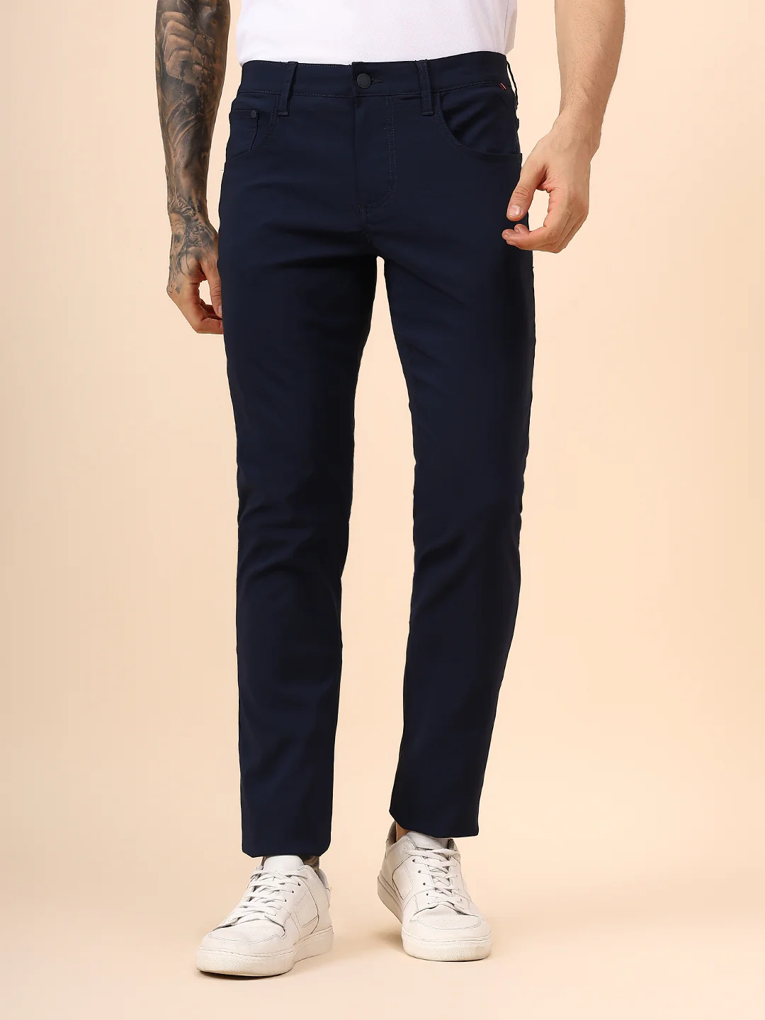 Casual Trouser for Men | Breathable & Soft with Color Fastness Regular Fit Spandex Fabric Solid Pattern Button Closure - Image 2