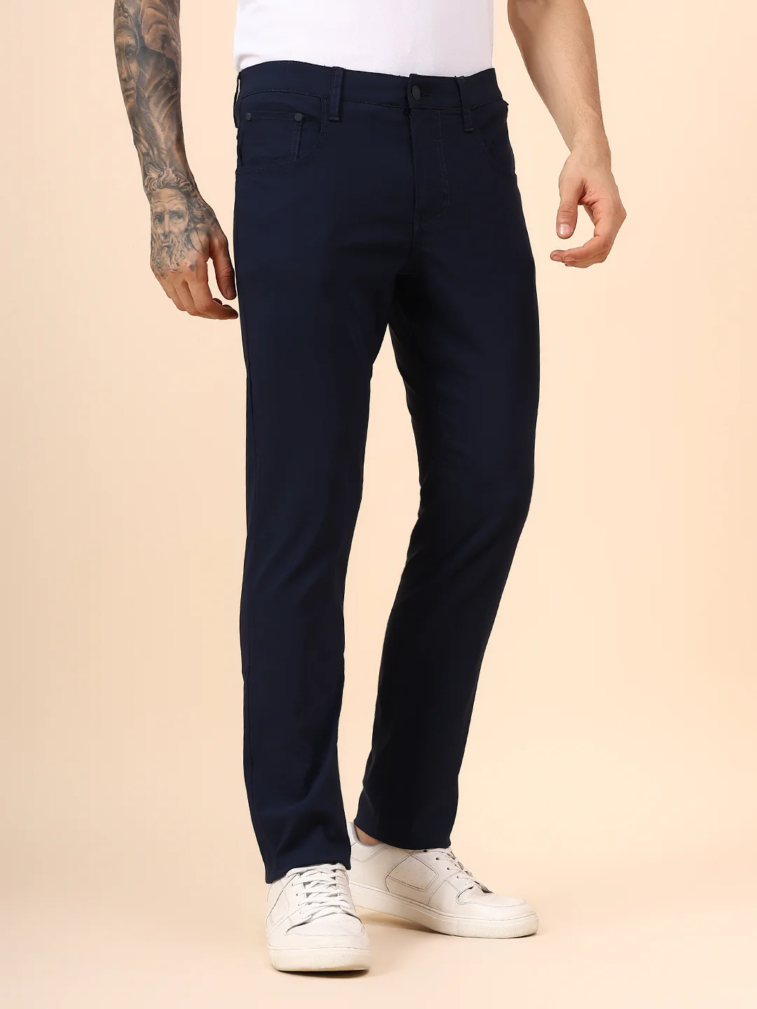 Casual Trouser for Men | Breathable & Soft with Color Fastness Regular Fit Spandex Fabric Solid Pattern Button Closure - Image 4