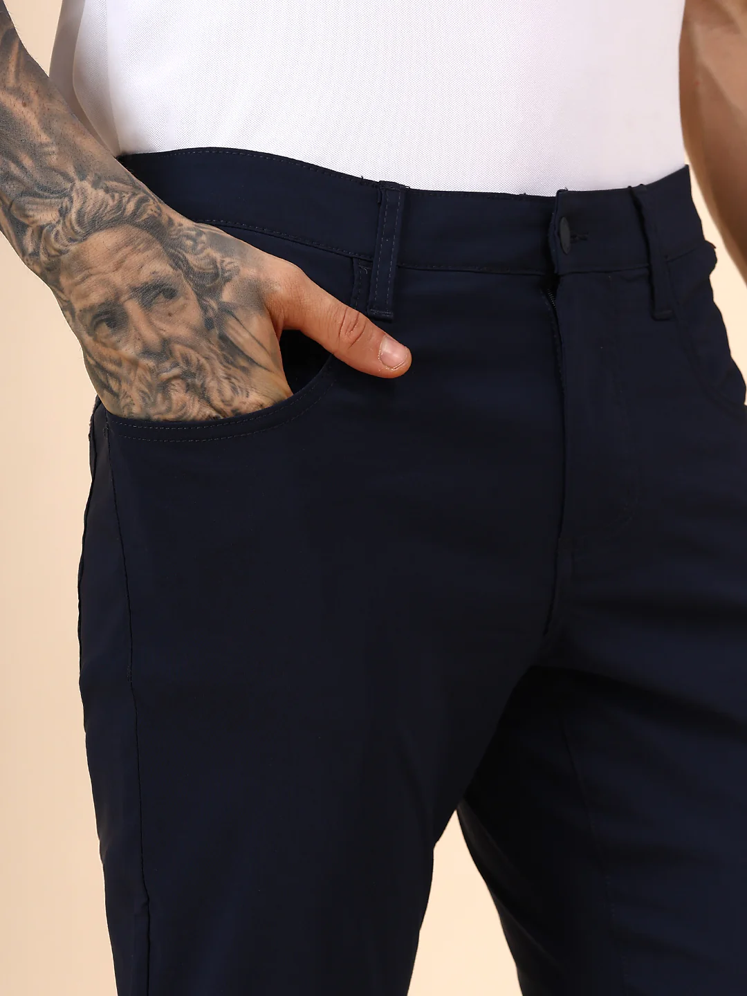 Casual Trouser for Men | Breathable & Soft with Color Fastness Regular Fit Spandex Fabric Solid Pattern Button Closure - Image 6