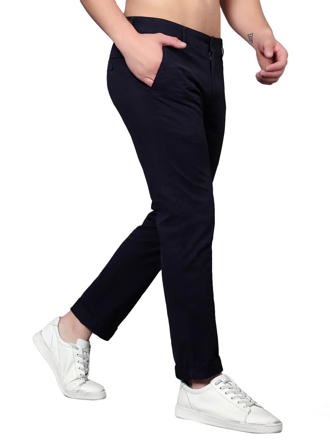Casual Trouser for Men | Breathable & Soft with Color Fastness Regular Fit Cotton Blend Fabric Solid Pattern Button Closure - Image 5