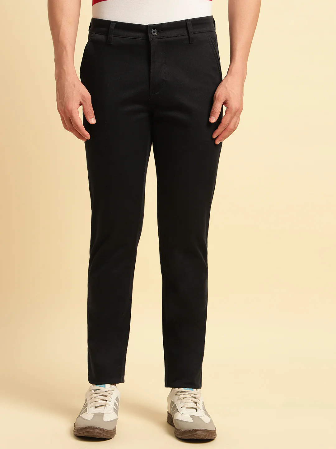 Casual Trouser for Men | Breathable & Soft with Color Fastness Regular Fit Cotton Blend Fabric Solid Pattern Button Closure - Image 5