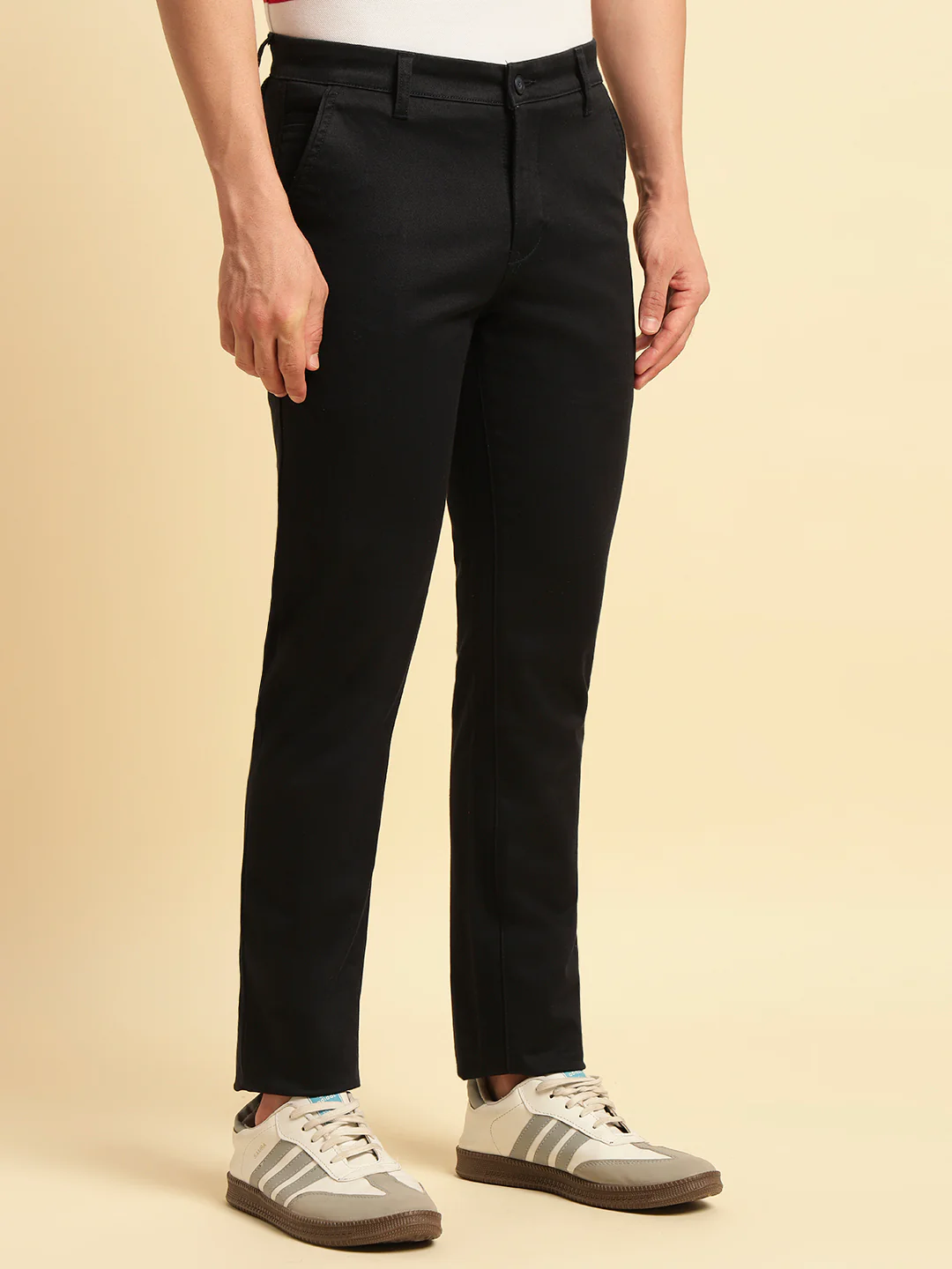 Casual Trouser for Men | Breathable & Soft with Color Fastness Regular Fit Cotton Blend Fabric Solid Pattern Button Closure - Image 6