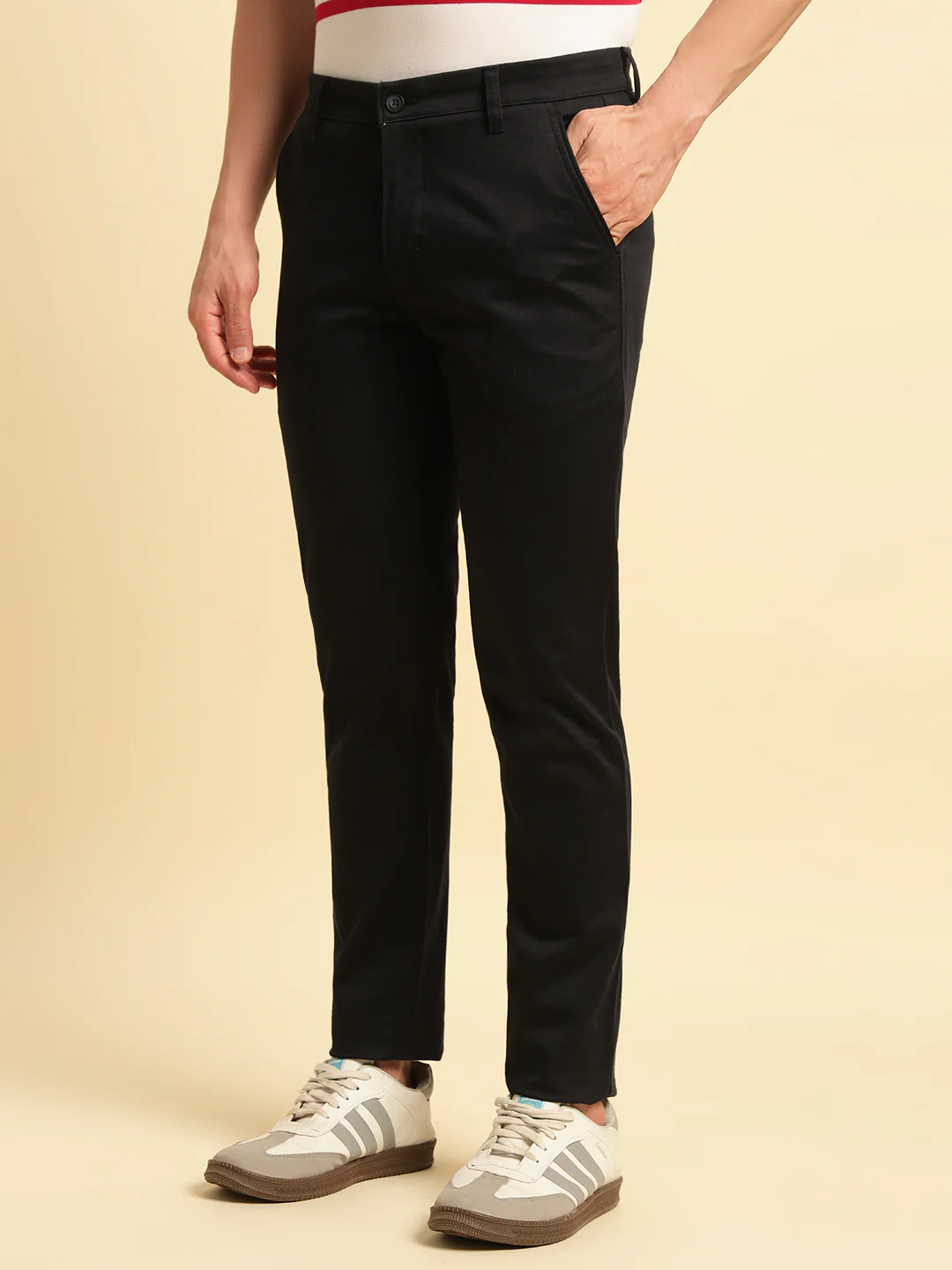 Casual Trouser for Men | Breathable & Soft with Color Fastness Regular Fit Cotton Blend Fabric Solid Pattern Button Closure - Image 7