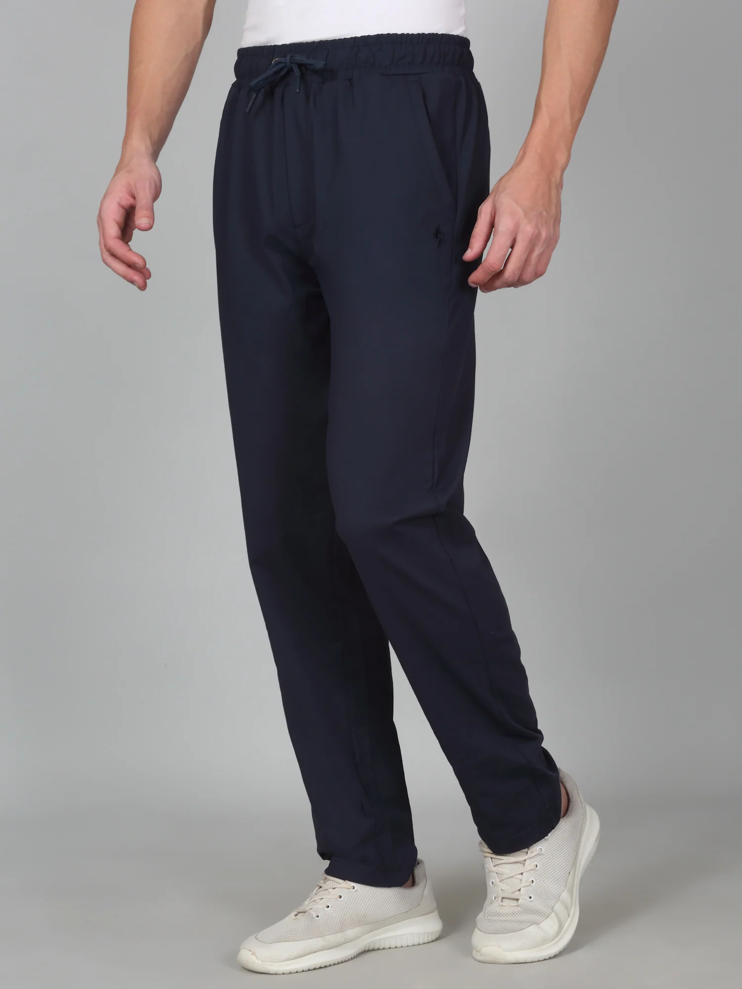 Men's Solid Navy Blue Regular Fit Casual Track Pant - Image 3
