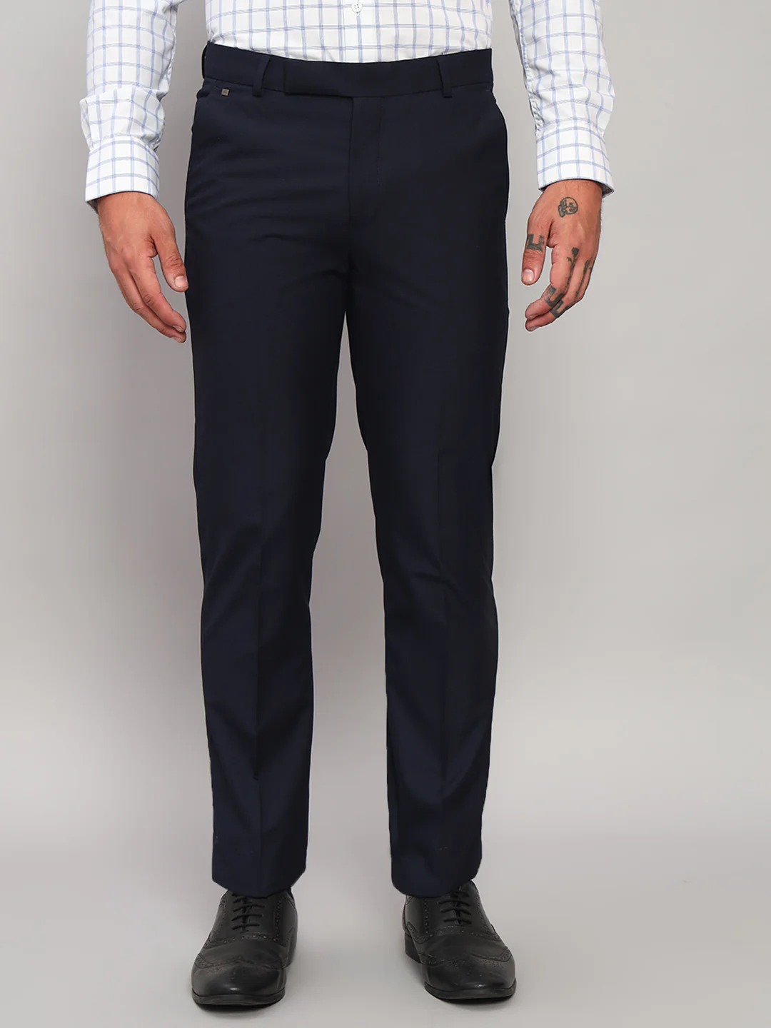 Formal Trouser for Men | Breathable & Soft with Color Fastness Regular Fit Poly Viscose Fabric Self Design Pattern Hook & Eye Closure - Image 2