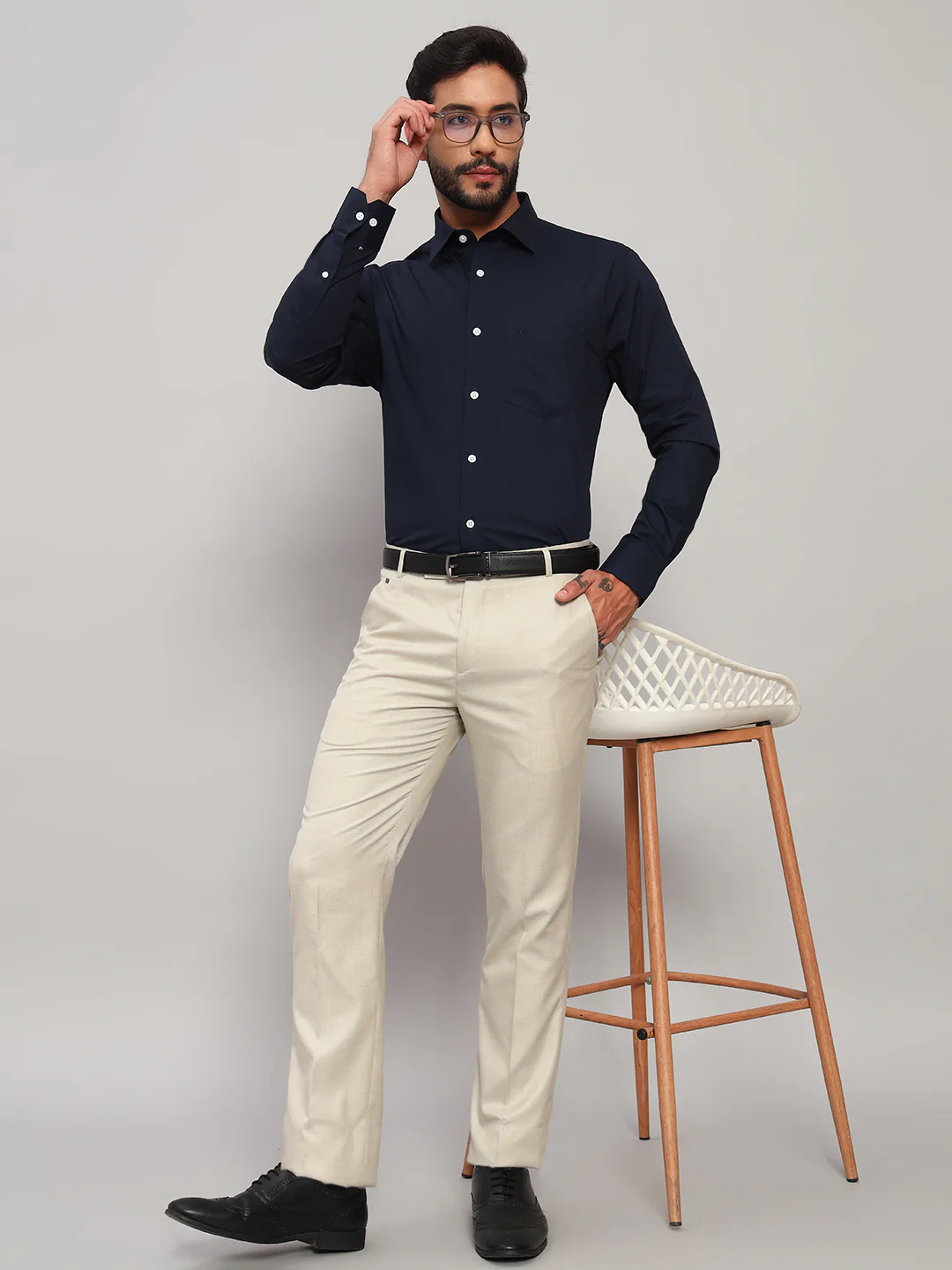 Formal Shirt for Men l Breathable & Soft with Color Fastness Regular Fit Spread Collar Neck Cotton Blend Fabric Solid Pattern - Image 7
