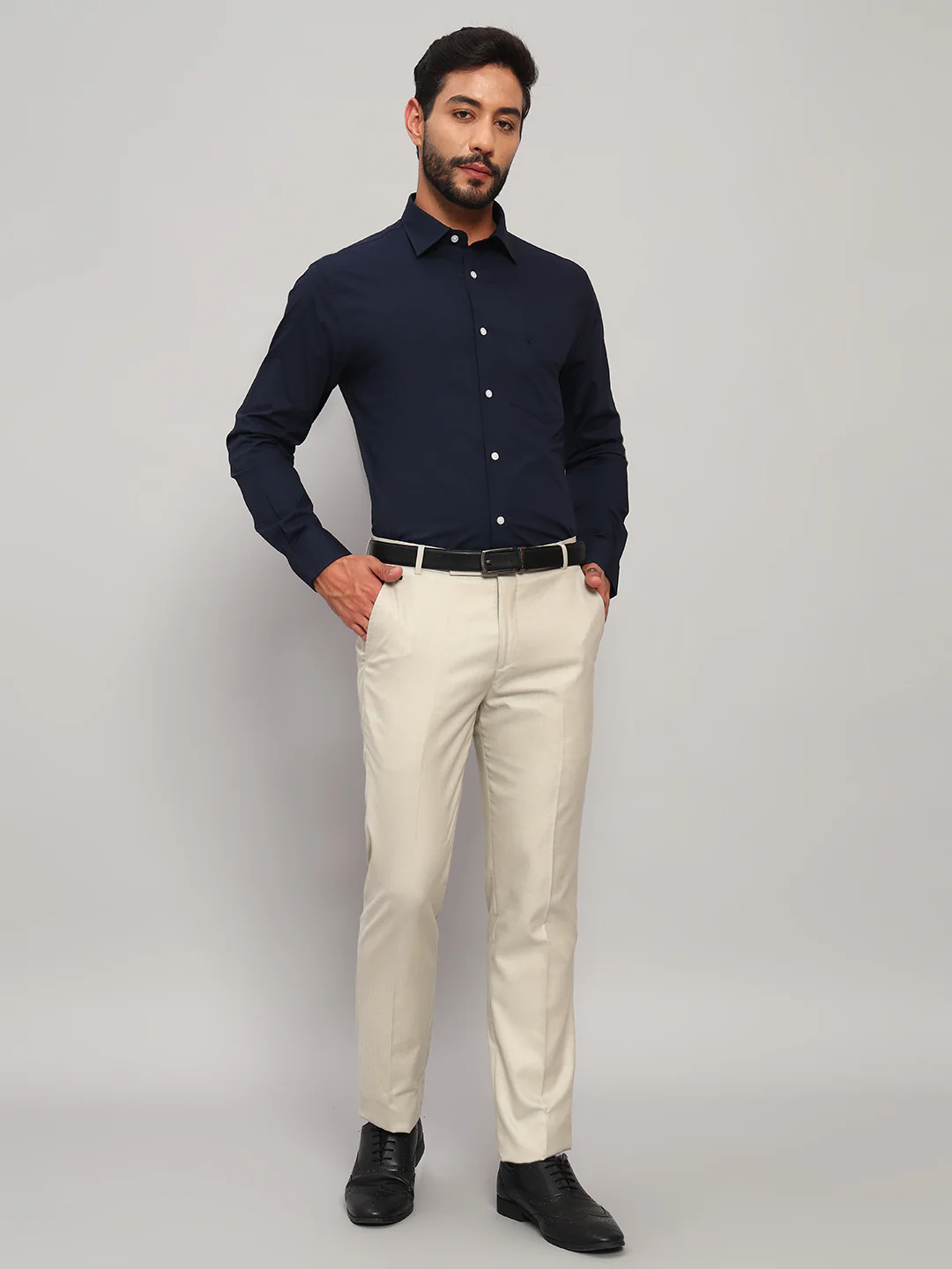Formal Shirt for Men l Breathable & Soft with Color Fastness Regular Fit Spread Collar Neck Cotton Blend Fabric Solid Pattern - Image 8