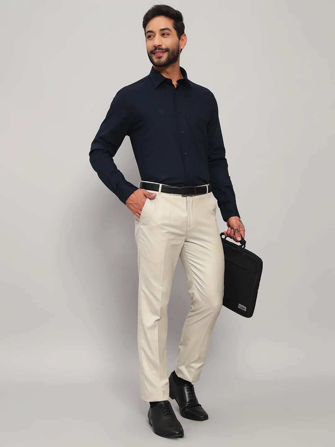 Formal Shirt for Men l Breathable & Soft with Color Fastness Regular Fit Spread Collar Neck Cotton Blend Fabric Solid Pattern - Image 7
