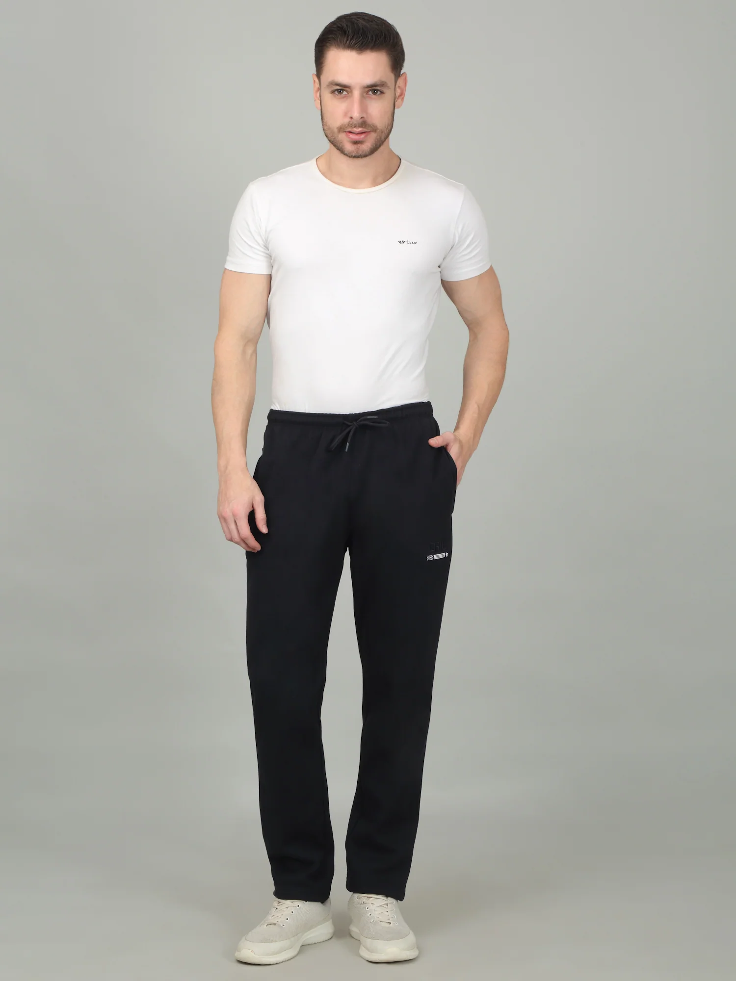 Men's Solid Navy Blue Trackpant - Image 2