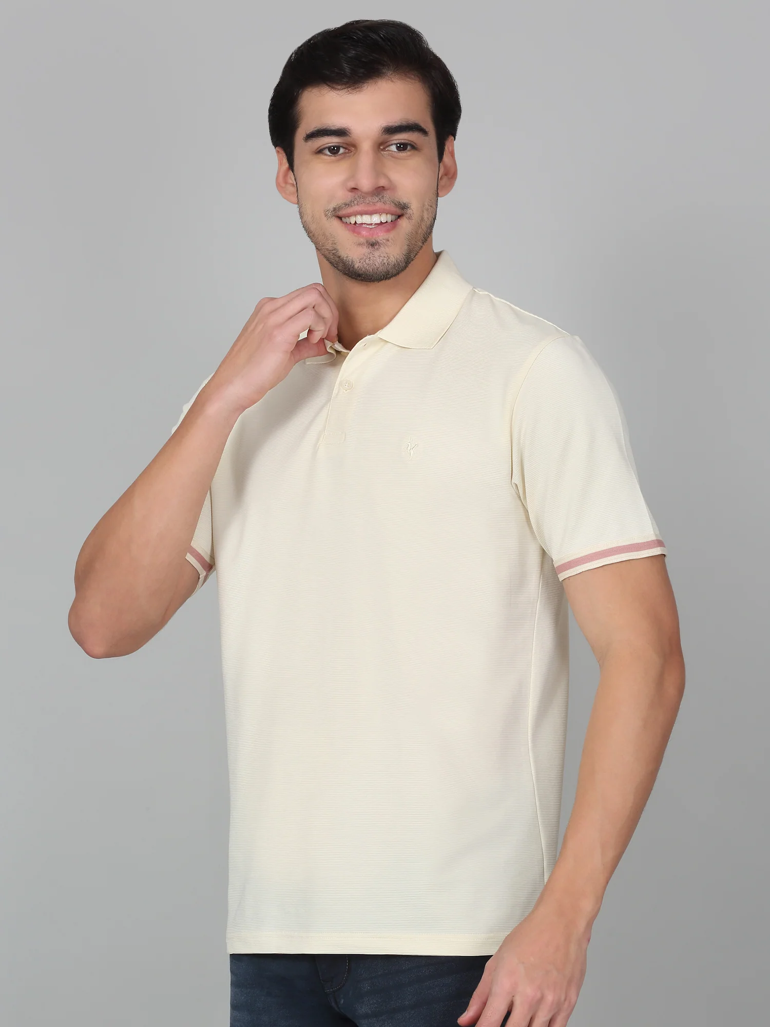T-Shirt for Men | Breathable & Soft with Color Fastness Regular Fit Polo Neck Cotton Blend Fabric Solid Pattern - Image 2