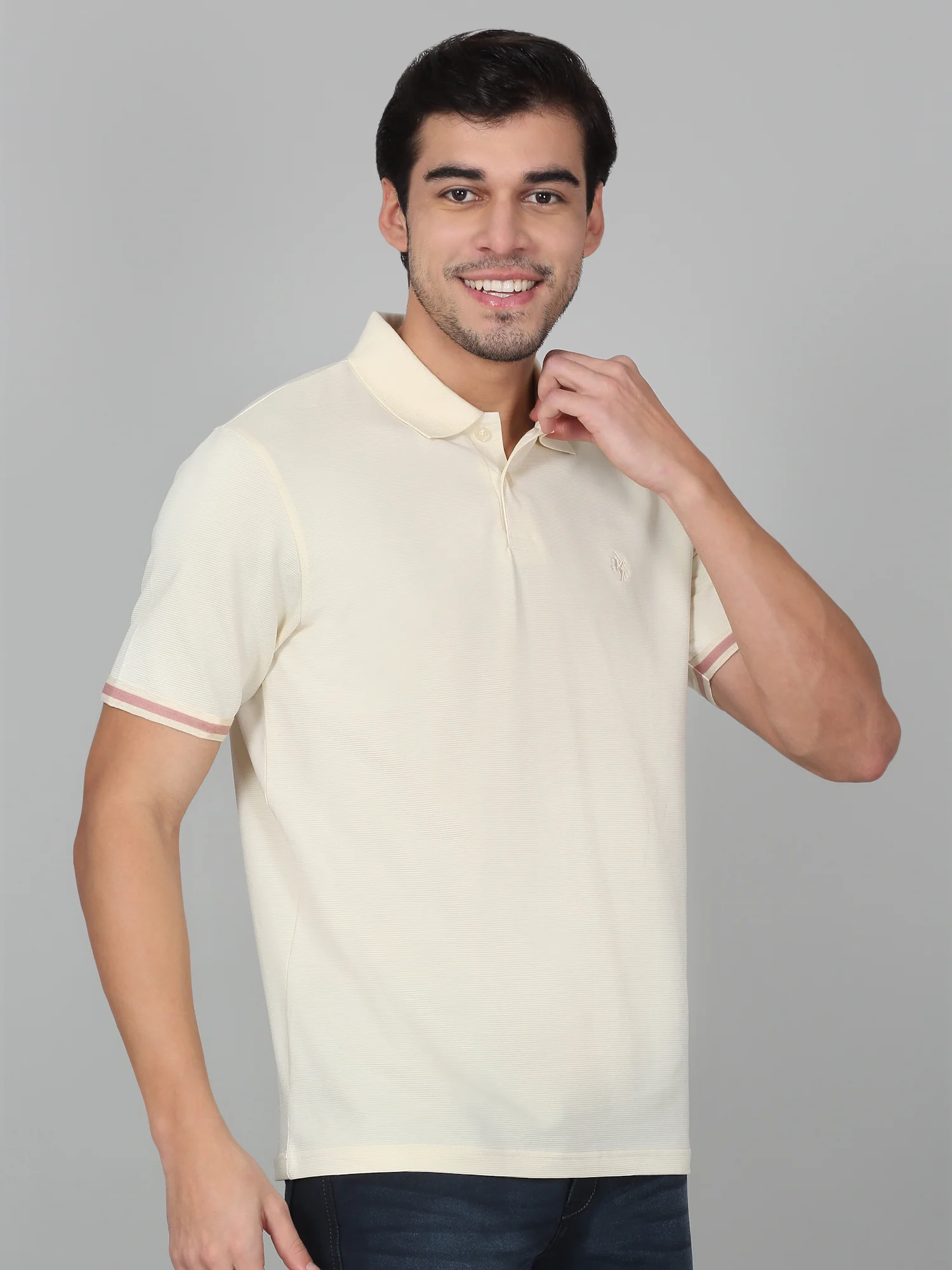 T-Shirt for Men | Breathable & Soft with Color Fastness Regular Fit Polo Neck Cotton Blend Fabric Solid Pattern - Image 3
