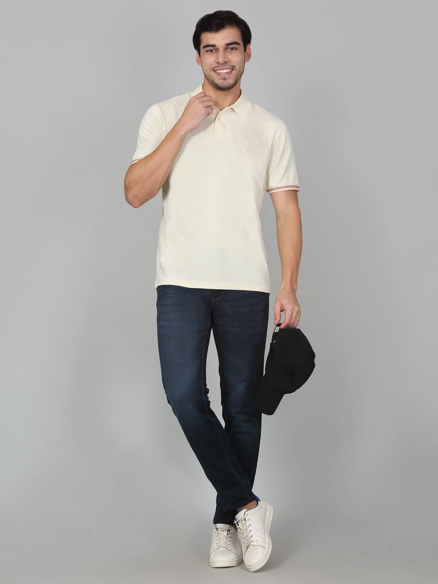 T-Shirt for Men | Breathable & Soft with Color Fastness Regular Fit Polo Neck Cotton Blend Fabric Solid Pattern - Image 5