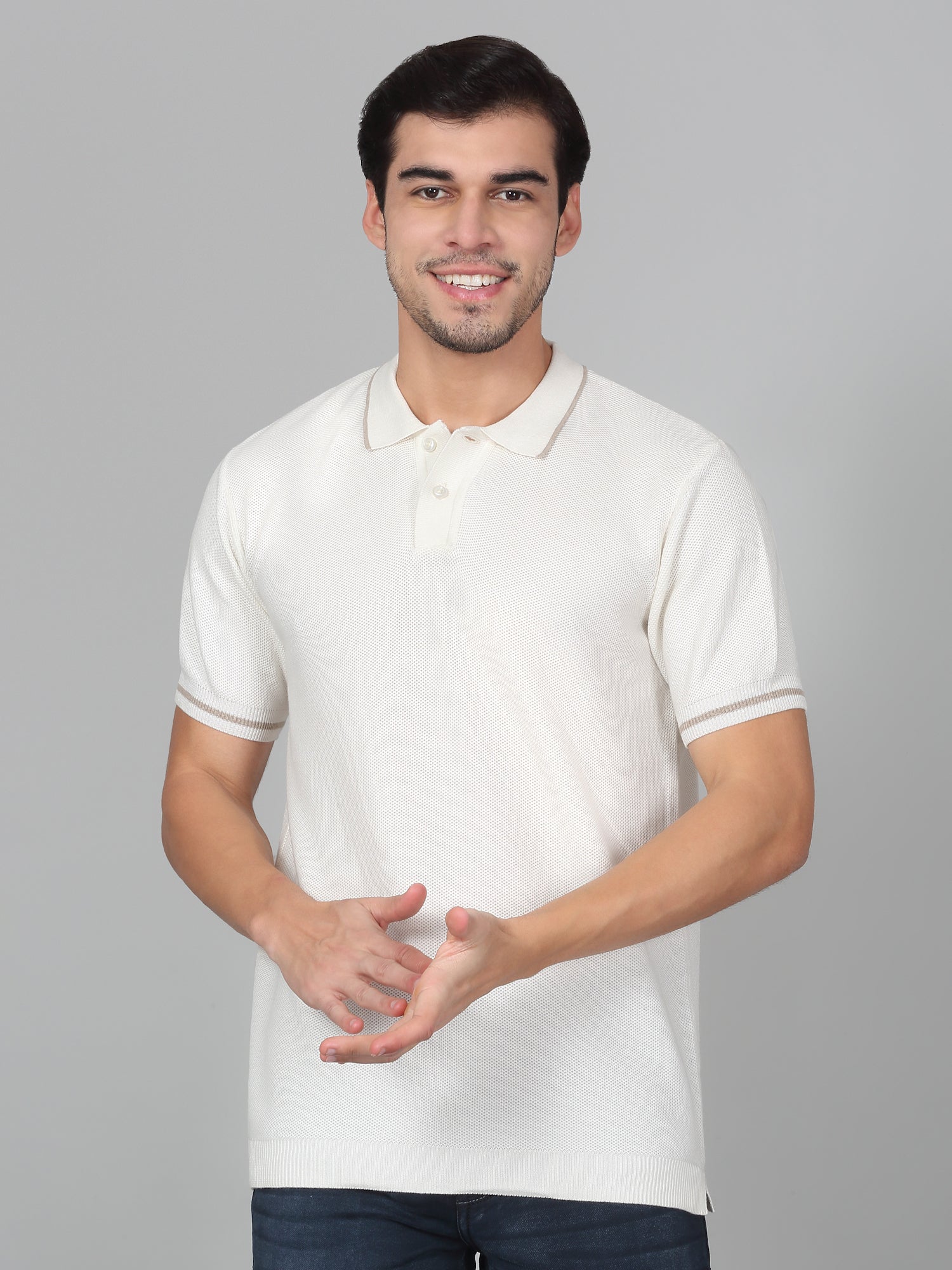 T-Shirt for Men | Breathable & Soft with Color Fastness Regular Fit Polo Neck Cotton Blend Fabric Solid Pattern - Image 2