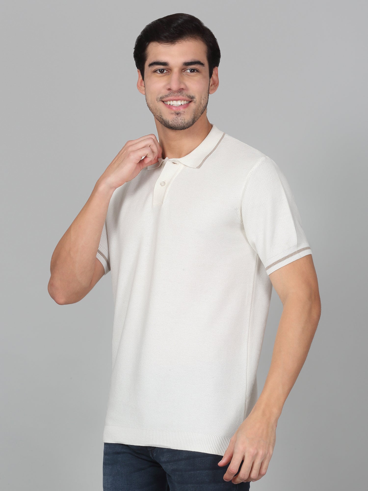 T-Shirt for Men | Breathable & Soft with Color Fastness Regular Fit Polo Neck Cotton Blend Fabric Solid Pattern - Image 3