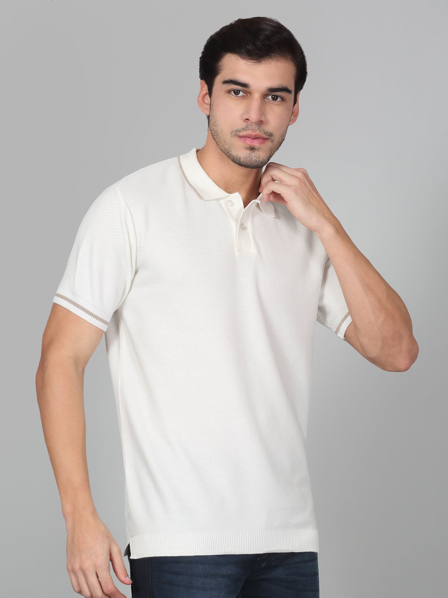 T-Shirt for Men | Breathable & Soft with Color Fastness Regular Fit Polo Neck Cotton Blend Fabric Solid Pattern - Image 4