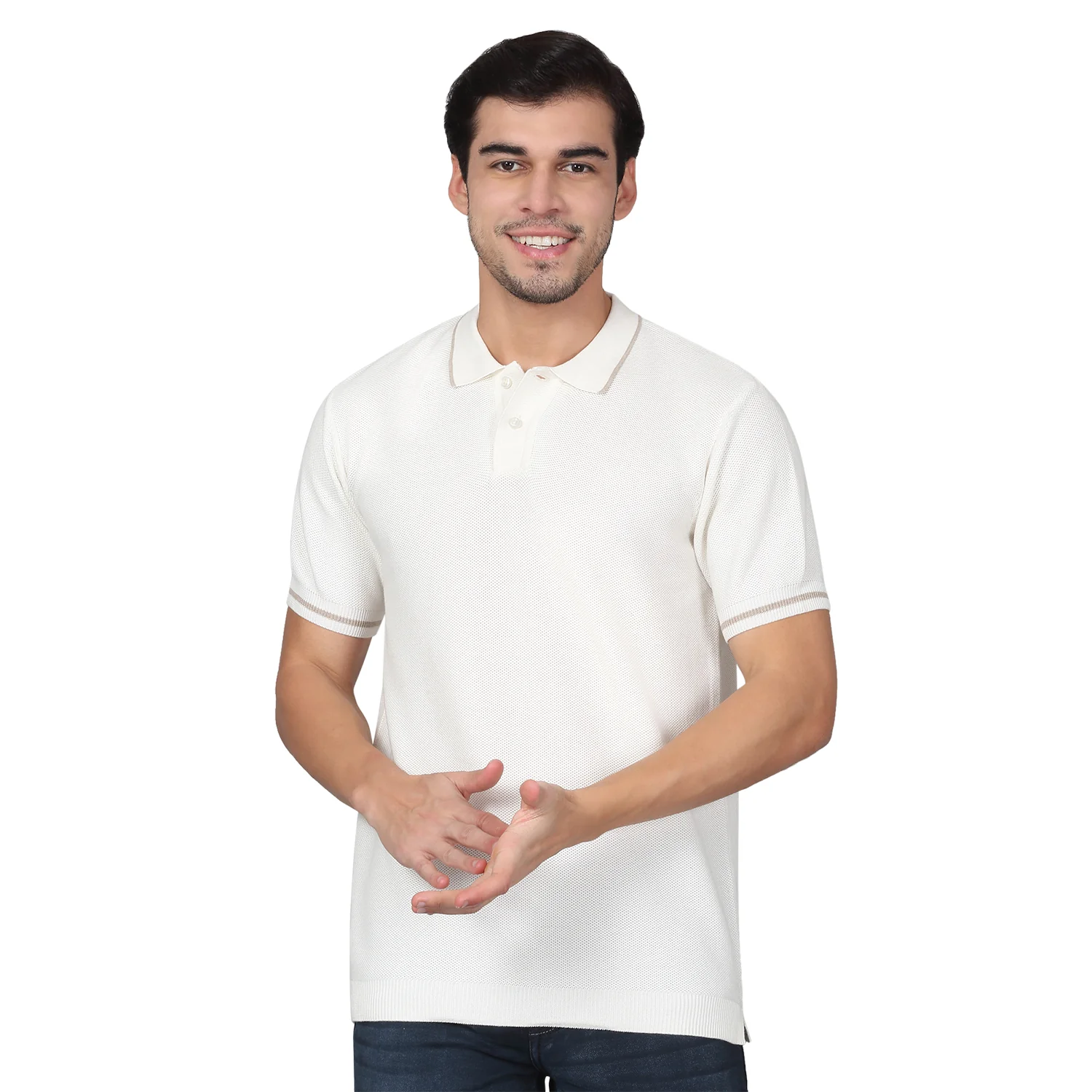 T-Shirt for Men | Breathable & Soft with Color Fastness Regular Fit Polo Neck Cotton Blend Fabric Solid Pattern - Image 9