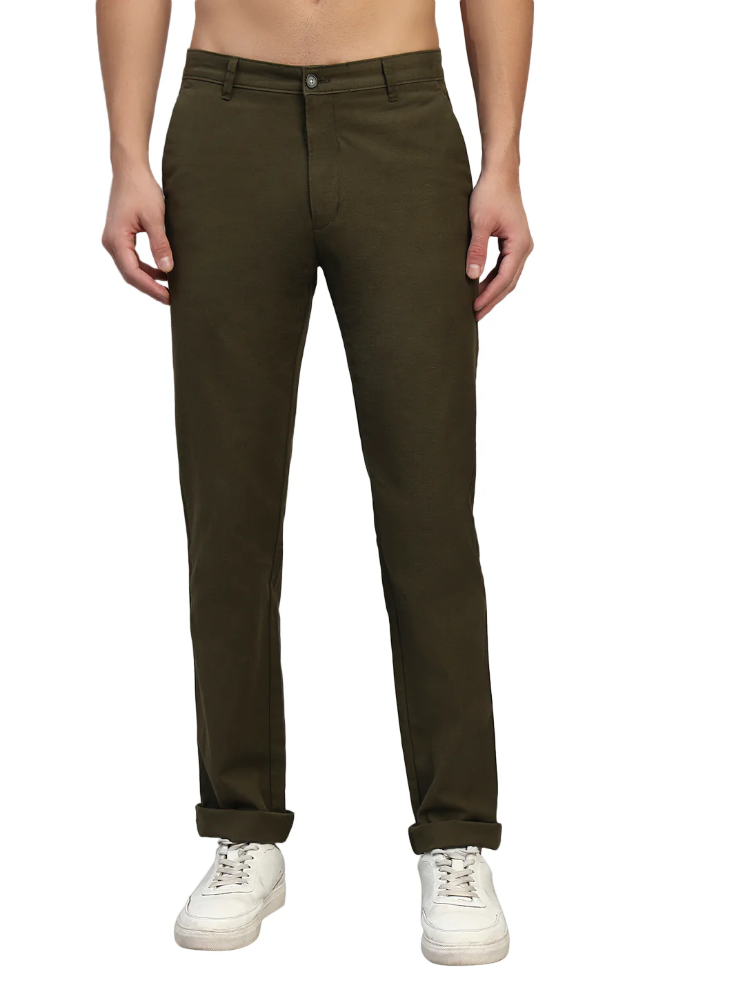 Casual Trouser for Men | Breathable & Soft with Color Fastness Regular Fit Cotton Fabric Solid Pattern Button Closure - Image 2