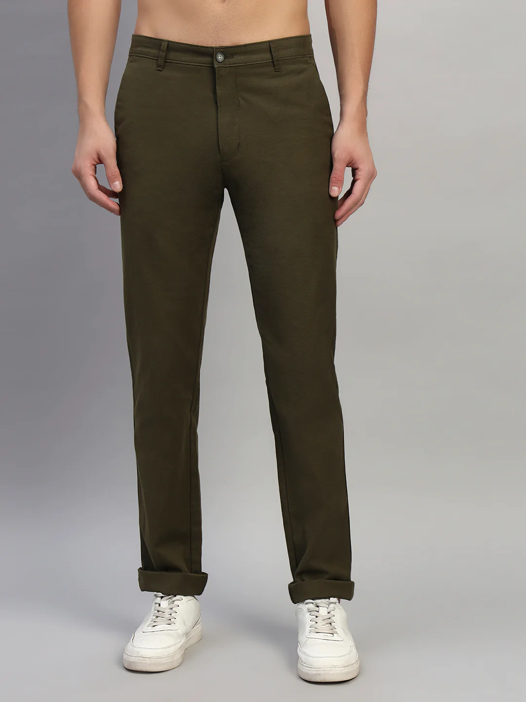 Casual Trouser for Men | Breathable & Soft with Color Fastness Regular Fit Cotton Fabric Solid Pattern Button Closure - Image 3